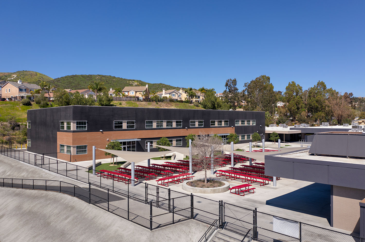 San Marcos Middle School photo of lunch area and new building